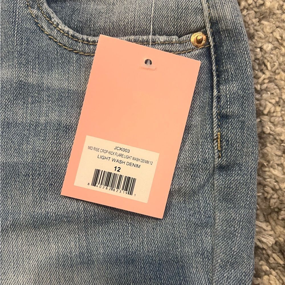 NWT Juicy Couture girls Mid Rise Crop Kick Flare jean stretch 12 Light Wash - Picture 6 of 11